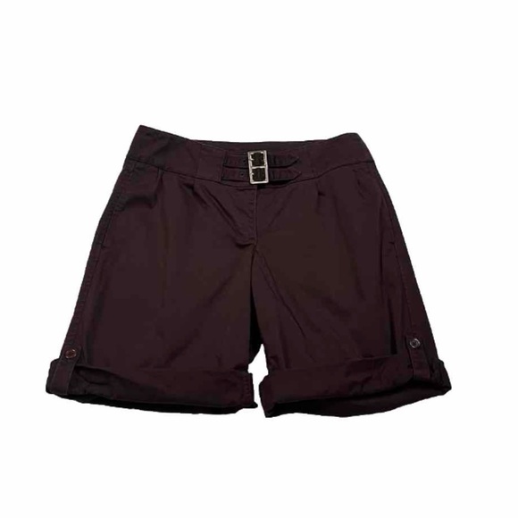 Moda International Mid Rise Brown Cuffed Hem Women’s Shorts 8 Stretch Pockets - Picture 1 of 7